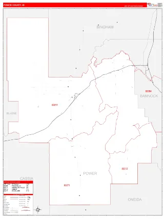 Power County, ID RedLine style ZIP Code wall map