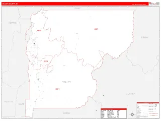 Valley County, ID RedLine style ZIP Code wall map