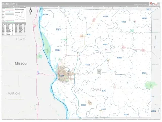 Adams County, IL Classic style ZIP Code wall map