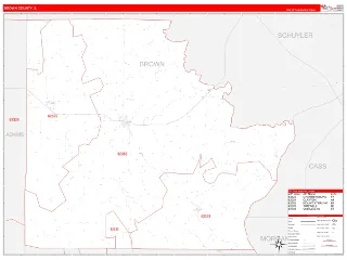 Brown County, IL RedLine style ZIP Code wall map