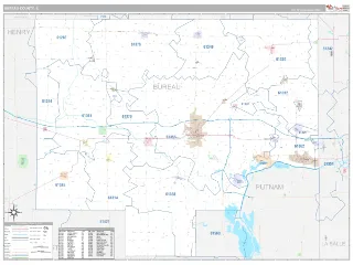 Bureau County, IL Classic style ZIP Code wall map