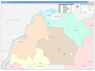Cass County, IL ColorCast style ZIP Code wall map