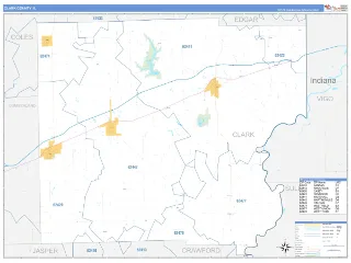 Clark County, IL Business Reference style ZIP Code wall map