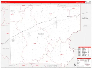 Clark County, IL RedLine style ZIP Code wall map