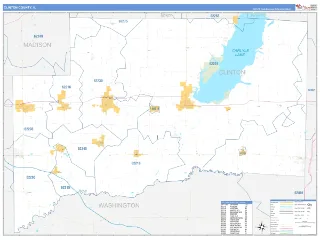 Clinton County, IL Business Reference style ZIP Code wall map