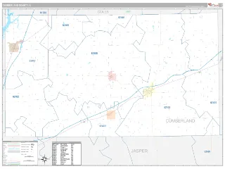 Cumberland County, IL Classic style ZIP Code wall map