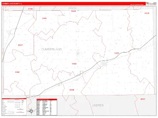 Cumberland County, IL RedLine style ZIP Code wall map