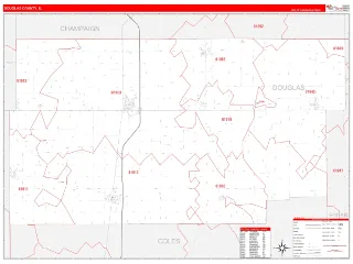 Douglas County, IL RedLine style ZIP Code wall map