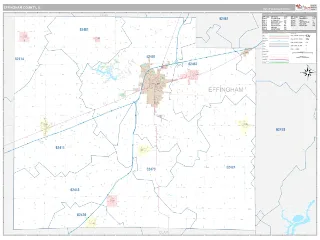 Effingham County, IL Classic style ZIP Code wall map
