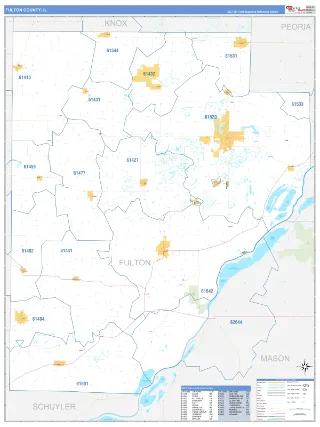 Fulton County, IL Business Reference style ZIP Code wall map