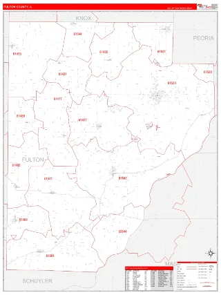 Fulton County, IL RedLine style ZIP Code wall map