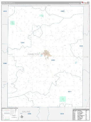 Hamilton County, IL Classic style ZIP Code wall map
