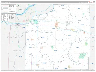 Henry County, IL Classic style ZIP Code wall map