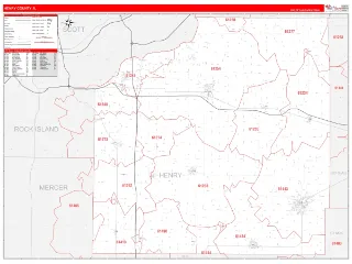 Henry County, IL RedLine style ZIP Code wall map