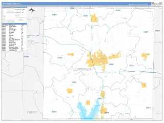 Jefferson County, IL Business Reference style ZIP Code wall map