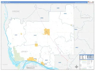 Jersey County, IL Business Reference style ZIP Code wall map