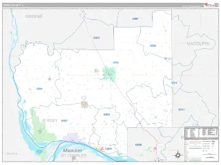 Jersey County, IL Classic style ZIP Code wall map