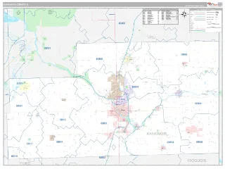 Kankakee County, IL Classic style ZIP Code wall map