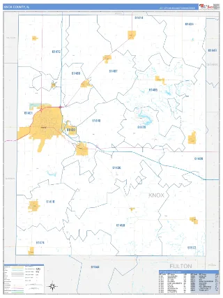 Knox County, IL Business Reference style ZIP Code wall map