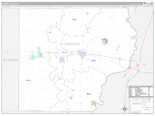 Lawrence County, IL Classic style ZIP Code wall map