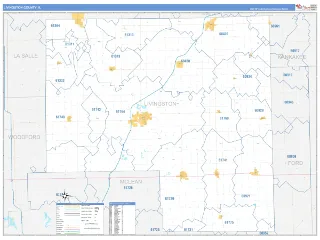 Livingston County, IL Business Reference style ZIP Code wall map