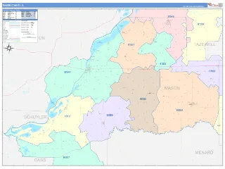 Mason County, IL ColorCast style ZIP Code wall map