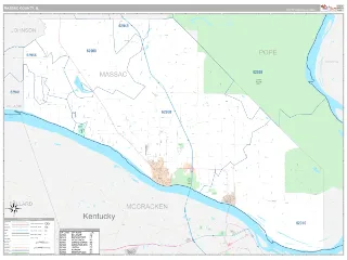 Massac County, IL Classic style ZIP Code wall map