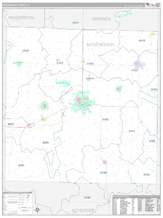 McDonough County, IL Classic style ZIP Code wall map