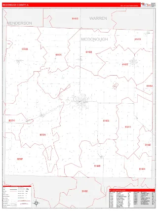 McDonough County, IL RedLine style ZIP Code wall map