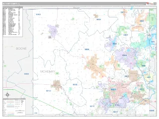 McHenry County, IL Classic style ZIP Code wall map
