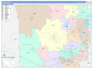 McHenry County, IL ColorCast style ZIP Code wall map