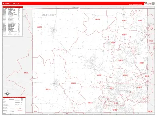 McHenry County, IL RedLine style ZIP Code wall map