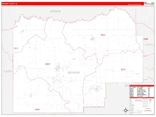 Menard County, IL RedLine style ZIP Code wall map