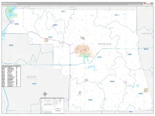 Morgan County, IL Classic style ZIP Code wall map