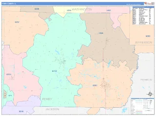 Perry County, IL ColorCast style ZIP Code wall map
