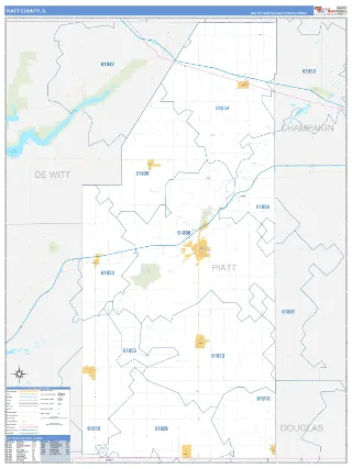 Piatt County, IL Business Reference style ZIP Code wall map