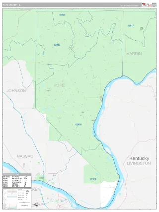 Pope County, IL Classic style ZIP Code wall map