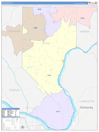 Pope County, IL ColorCast style ZIP Code wall map