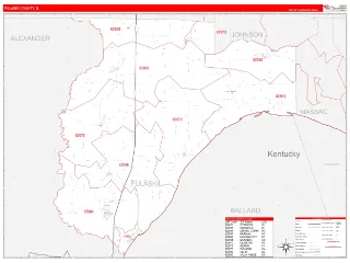 Pulaski County, IL RedLine style ZIP Code wall map