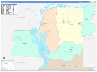 Putnam County, IL ColorCast style ZIP Code wall map