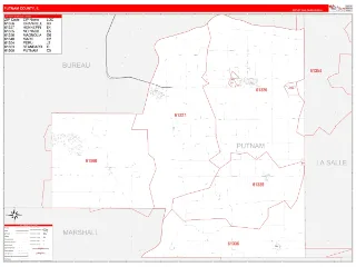 Putnam County, IL RedLine style ZIP Code wall map