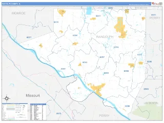 Randolph County, IL Business Reference style ZIP Code wall map