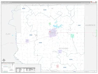 Richland County, IL Classic style ZIP Code wall map