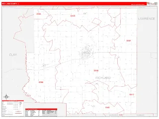 Richland County, IL RedLine style ZIP Code wall map