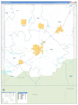 Saline County, IL Business Reference style ZIP Code wall map