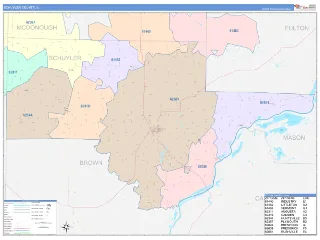 Schuyler County, IL ColorCast style ZIP Code wall map
