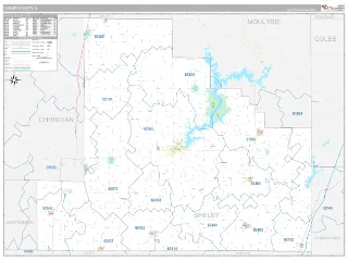 Shelby County, IL Classic style ZIP Code wall map