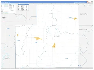 Stark County, IL Business Reference style ZIP Code wall map