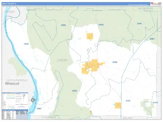 Union County, IL Business Reference style ZIP Code wall map