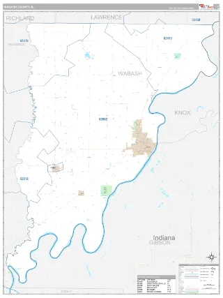 Wabash County, IL Classic style ZIP Code wall map